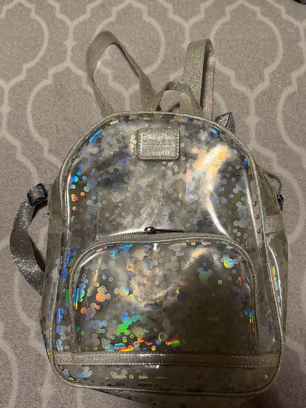 Disney Parks Loungefly Mickey Mouse Magic Mirror Clear Holographic Mini Backpack